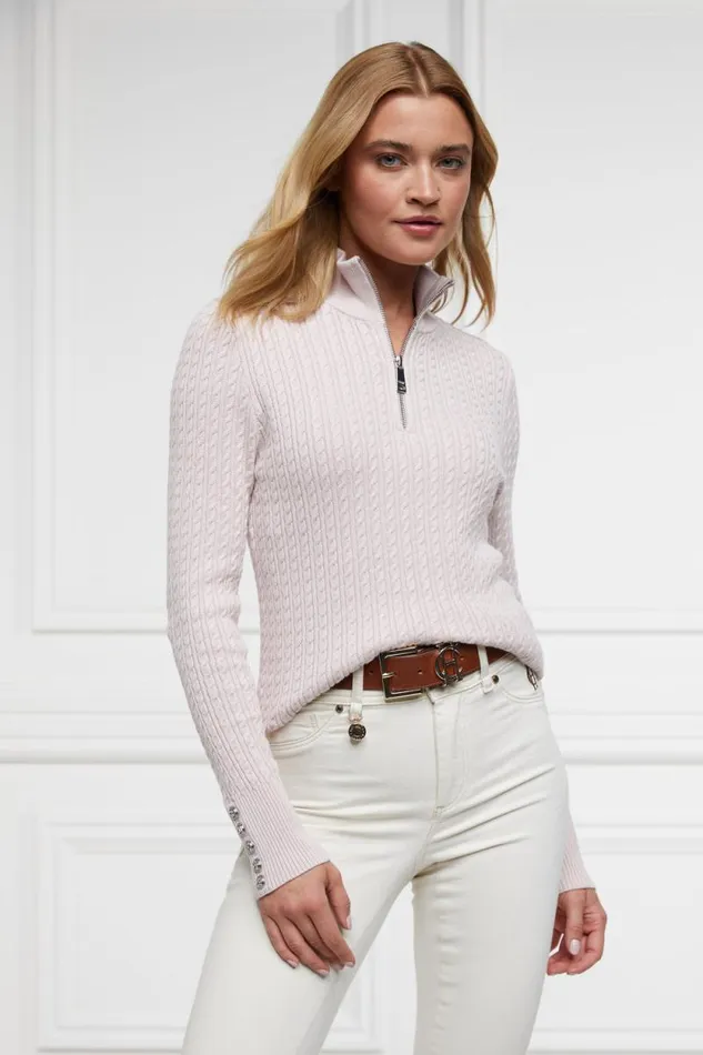 Women Ava Quarter Zip Knit Soft Pink Holland Cooper Knitwear