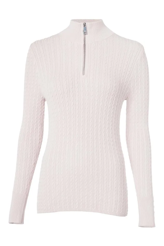 Women Ava Quarter Zip Knit Soft Pink Holland Cooper Knitwear