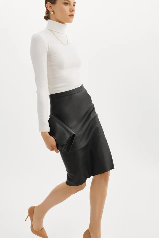 Women AVANA Leather Pencil Skirt Black LAMARQUE Skirts Women AVANA Leather Pencil Skirt Black LAMARQUE Skirts