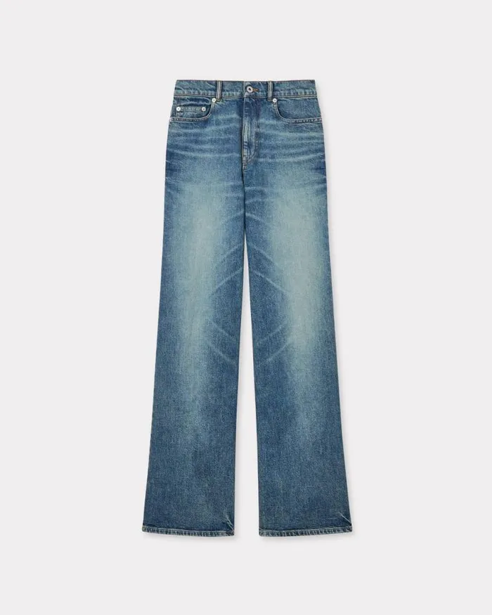 Women AYAME Wide Jeans In Stretch Japanese Denim Medium Stone Blue Denim Kenzo Pants And Shorts Women AYAME Wide Jeans In Stretch Japanese Denim Medium Stone Blue Denim Kenzo Pants And Shorts
