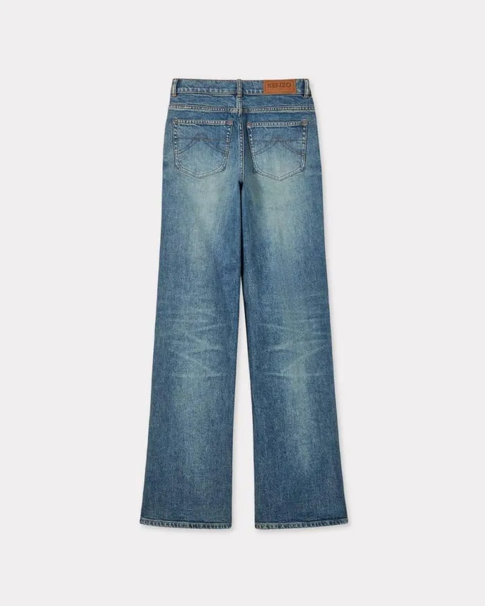 Women AYAME Wide Jeans In Stretch Japanese Denim Medium Stone Blue Denim Kenzo Pants And Shorts