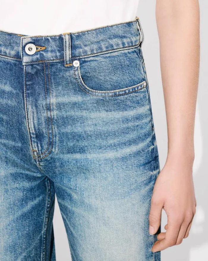 Women AYAME Wide Jeans In Stretch Japanese Denim Medium Stone Blue Denim Kenzo Pants And Shorts
