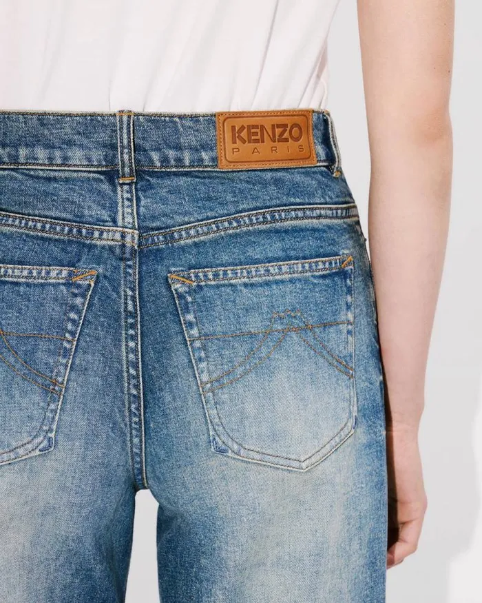 Women AYAME Wide Jeans In Stretch Japanese Denim Medium Stone Blue Denim Kenzo Pants And Shorts
