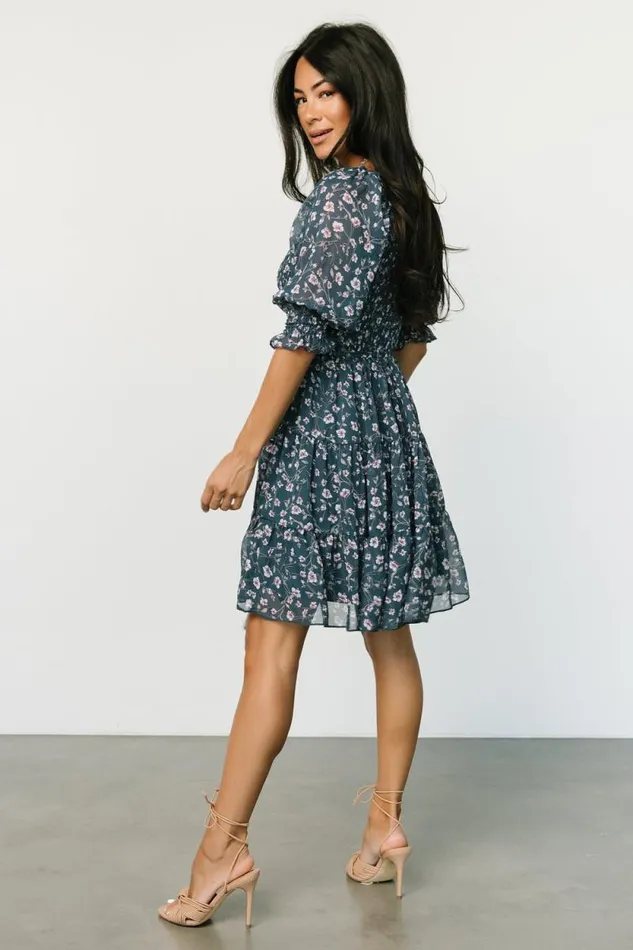 Women Azlyn Smocked Short Dress Blue Multi Baltic Born Short Dresses