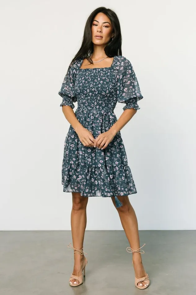 Women Azlyn Smocked Short Dress Blue Multi Baltic Born Short Dresses