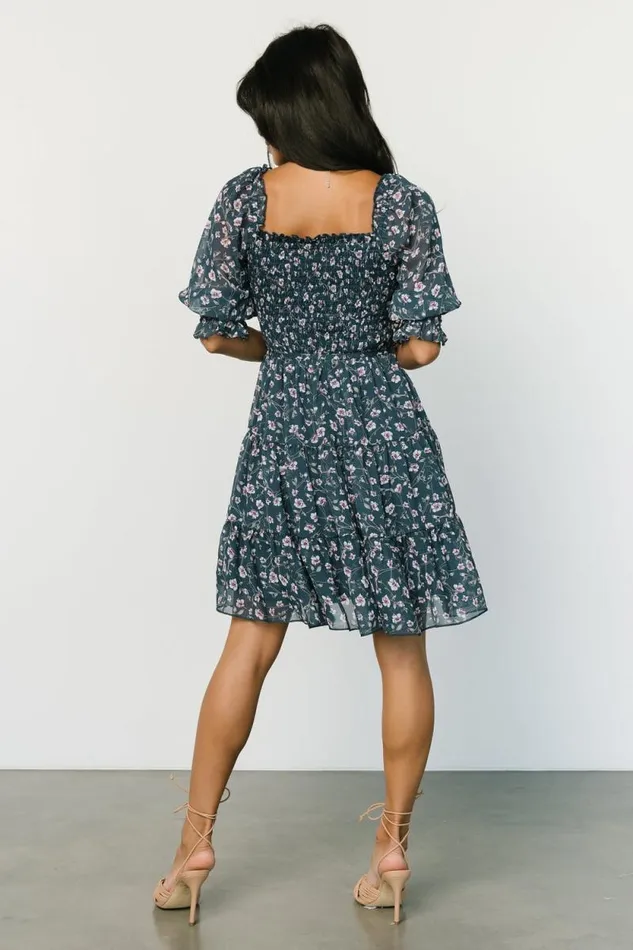 Women Azlyn Smocked Short Dress Blue Multi Baltic Born Short Dresses