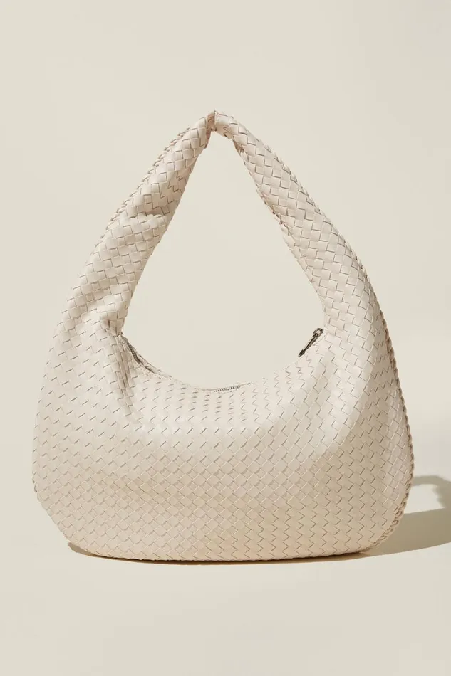 Women Bags and Belts Cotton On Luka Woven Slouchy Bag Stone Smooth Woven