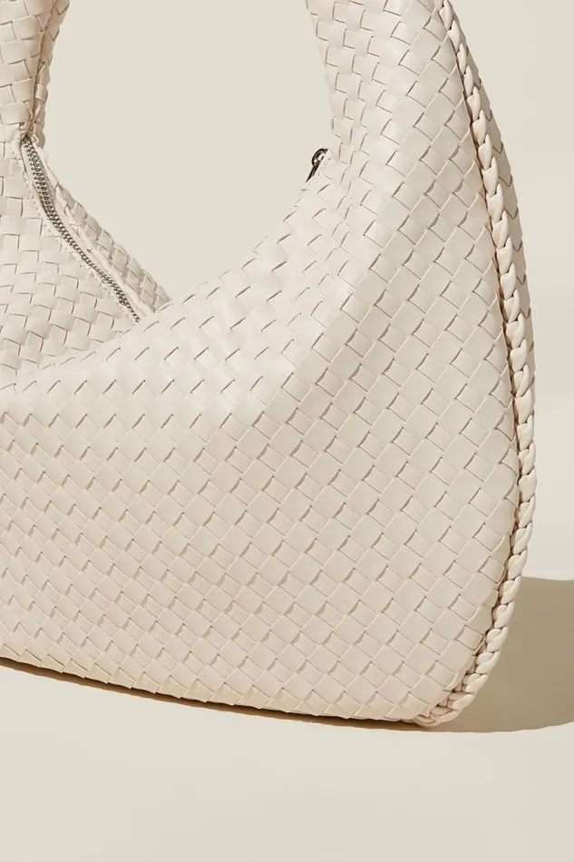 Women Bags and Belts Cotton On Luka Woven Slouchy Bag Stone Smooth Woven