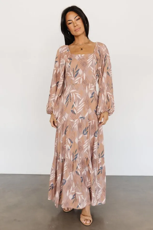 Women Barbara Maxi Dress Dusty Mauve Print Baltic Born Maxi Dresses