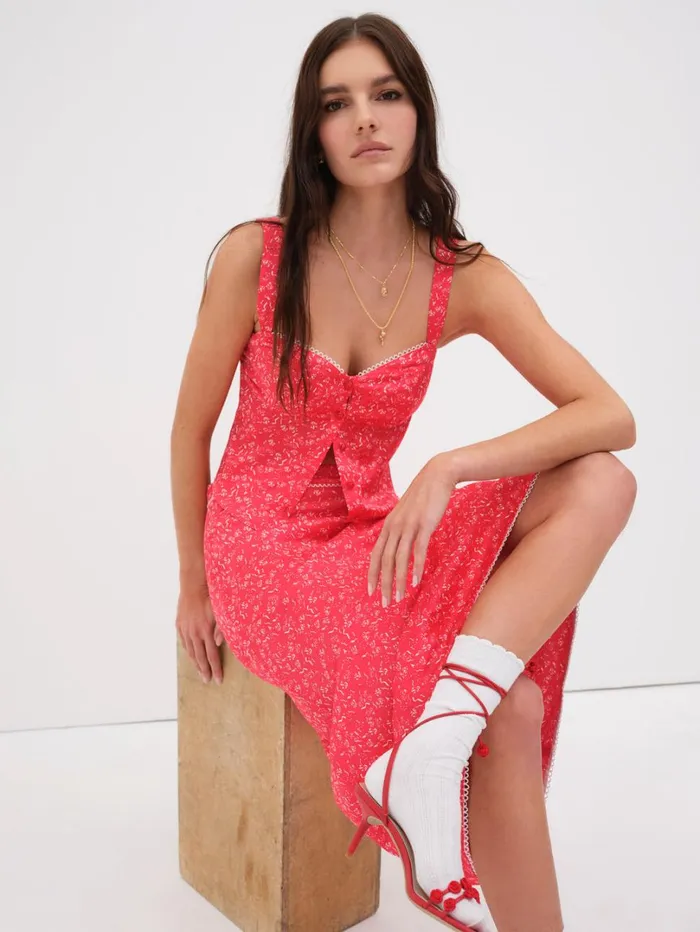 Women Barbera Midi Skirt Red For Love and Lemons Bottoms