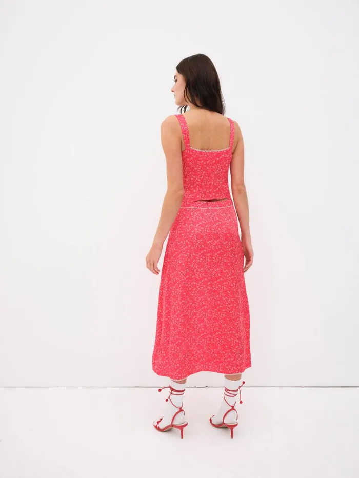 Women Barbera Midi Skirt Red For Love and Lemons Bottoms