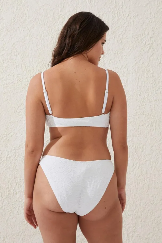 Women Bikinis Cotton On Straight Neck Crop Bikini Top Creamlace