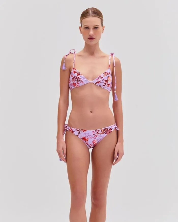 Women Bikinis PatBO Floral Haze String Bikini Top Violet