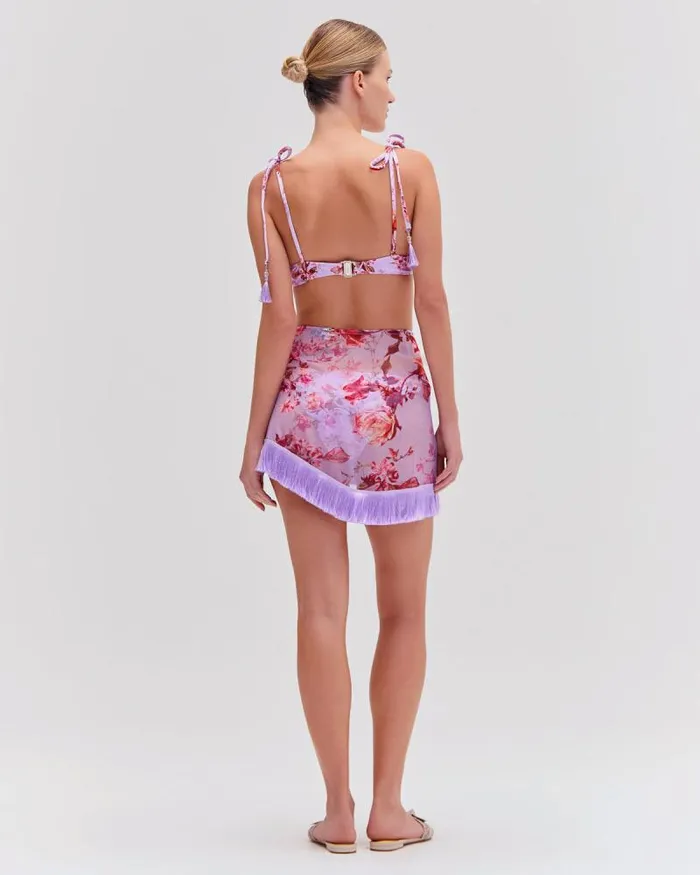Women Bikinis PatBO Floral Haze String Bikini Top Violet
