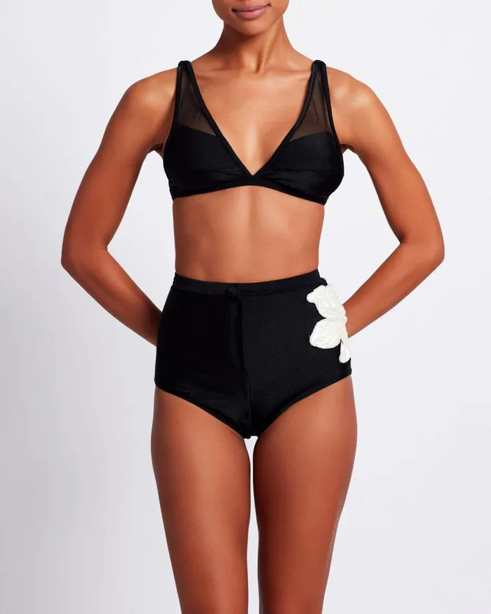 Women Bikinis PatBO MESH PANEL BIKINI TOP FINAL SALE Black