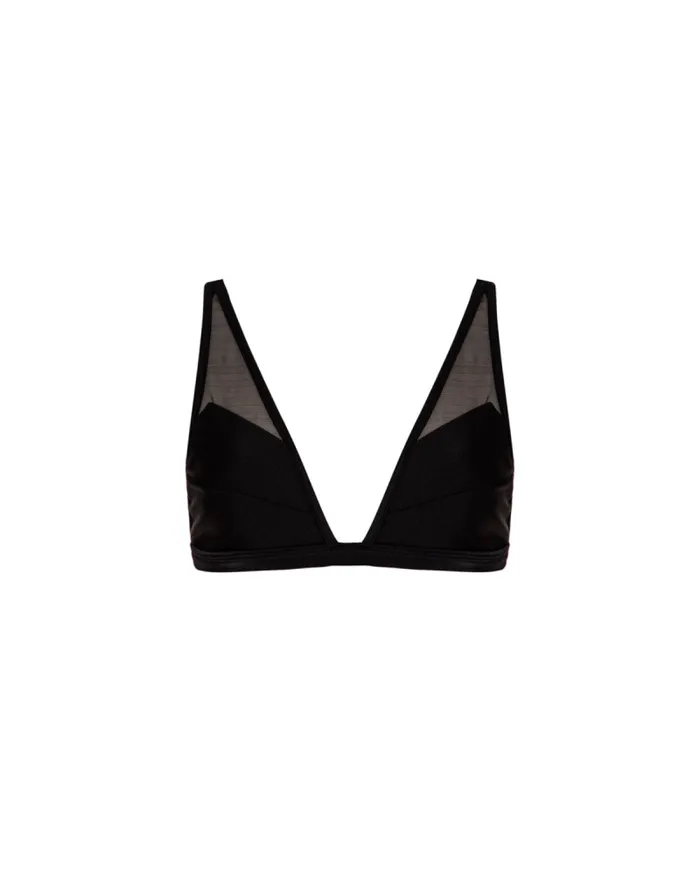 Women Bikinis PatBO MESH PANEL BIKINI TOP FINAL SALE Black