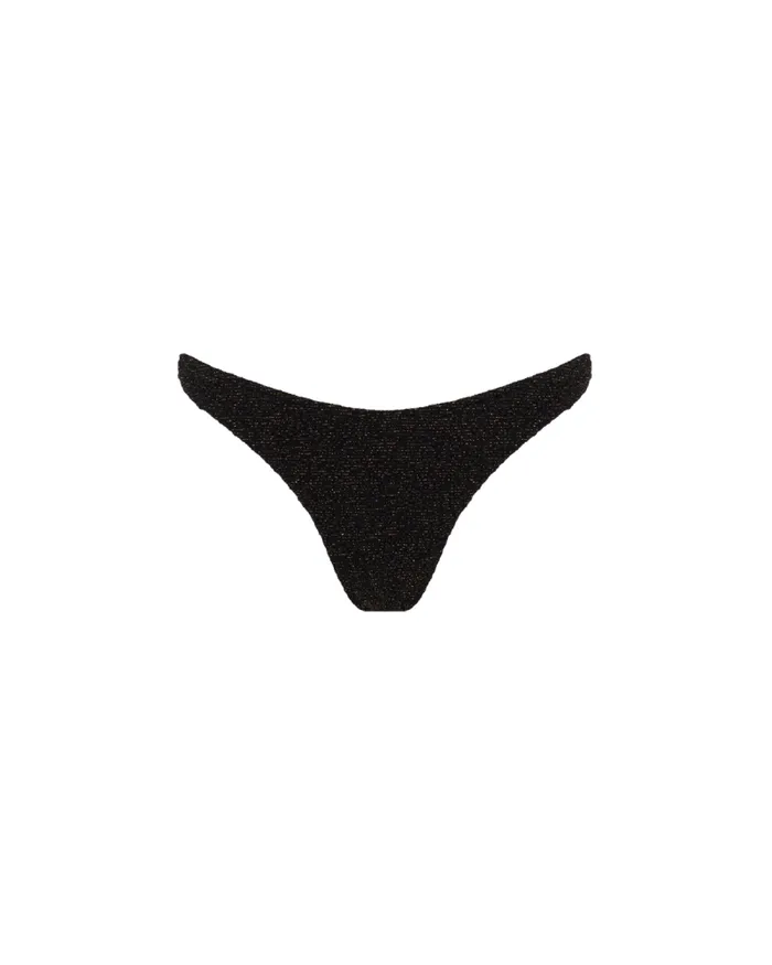 Women Bikinis PatBO Metallic Jacquard Bikini Bottom Black