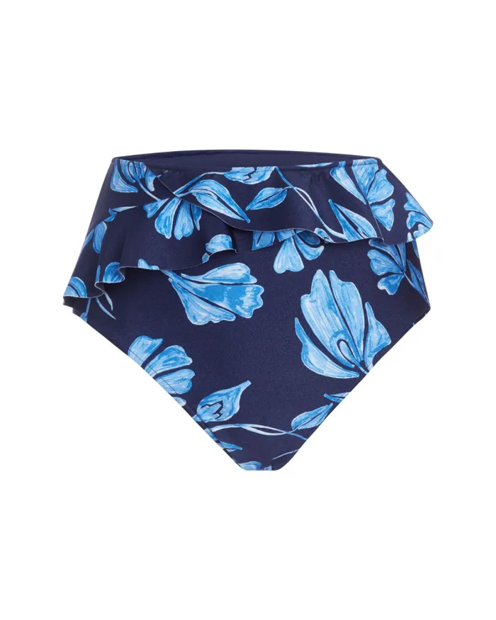 Women Bikinis PatBO Nightflower High Waist Bikini Bottom FINAL SALE Indigo