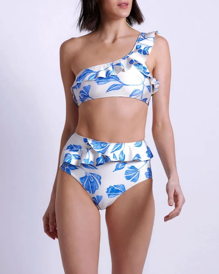 Women Bikinis PatBO Nightflower High Waist Bikini Bottom FINAL SALE White