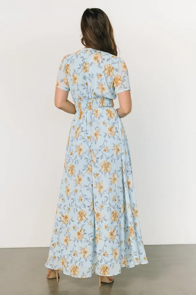 Women Birdie Maxi Dress Light Blue Floral Baltic Born Bump Friendly Women Birdie Maxi Dress Light Blue Floral Baltic Born Bump Friendly