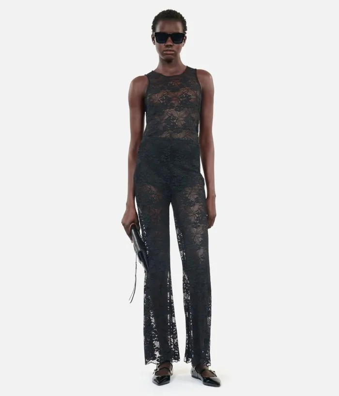 Women Black Lace Trousers THE KOOPLES Jeans and Pants
