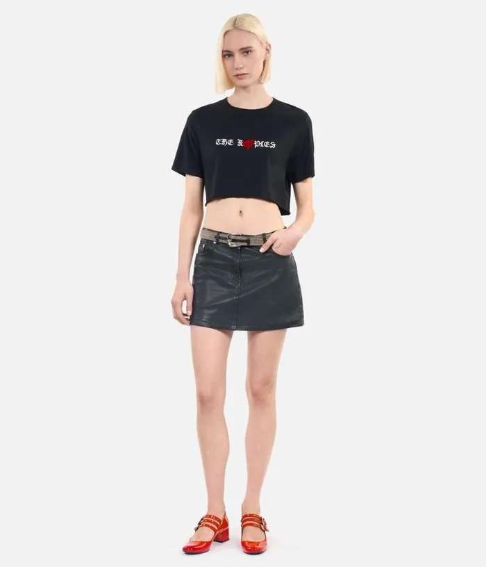 Women Black Twin Hearts Serigraphy Tshirt THE KOOPLES Tshirts
