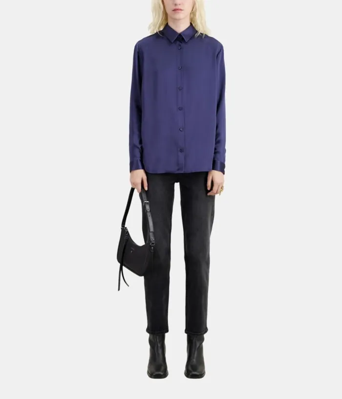 Women Blue Satin Silk Shirt THE KOOPLES Blouses and Shirts
