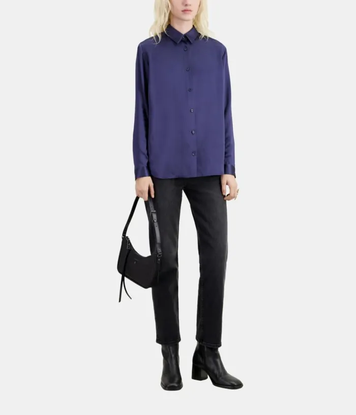Women Blue Satin Silk Shirt THE KOOPLES Blouses and Shirts