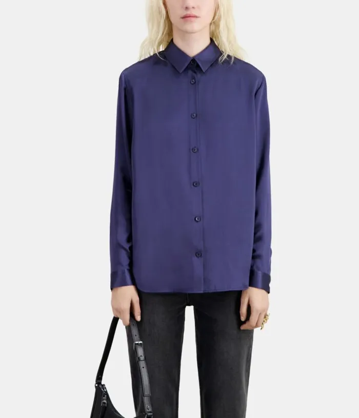 Women Blue Satin Silk Shirt THE KOOPLES Blouses and Shirts