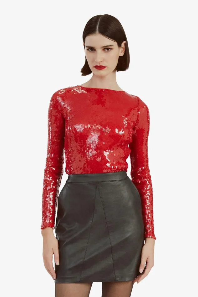 Women Bodysuits Bardot Brenna Sequin Bodysuit In Deep Red Deep Red Women Bodysuits Bardot Brenna Sequin Bodysuit In Deep Red Deep Red