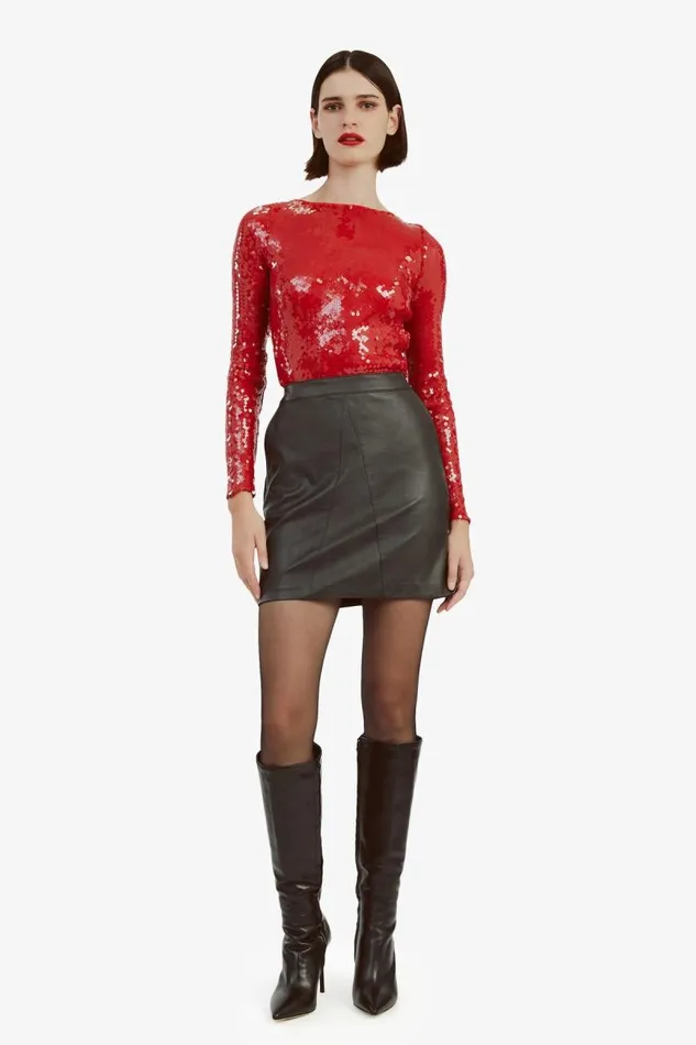 Women Bodysuits Bardot Brenna Sequin Bodysuit In Deep Red Deep Red Women Bodysuits Bardot Brenna Sequin Bodysuit In Deep Red Deep Red