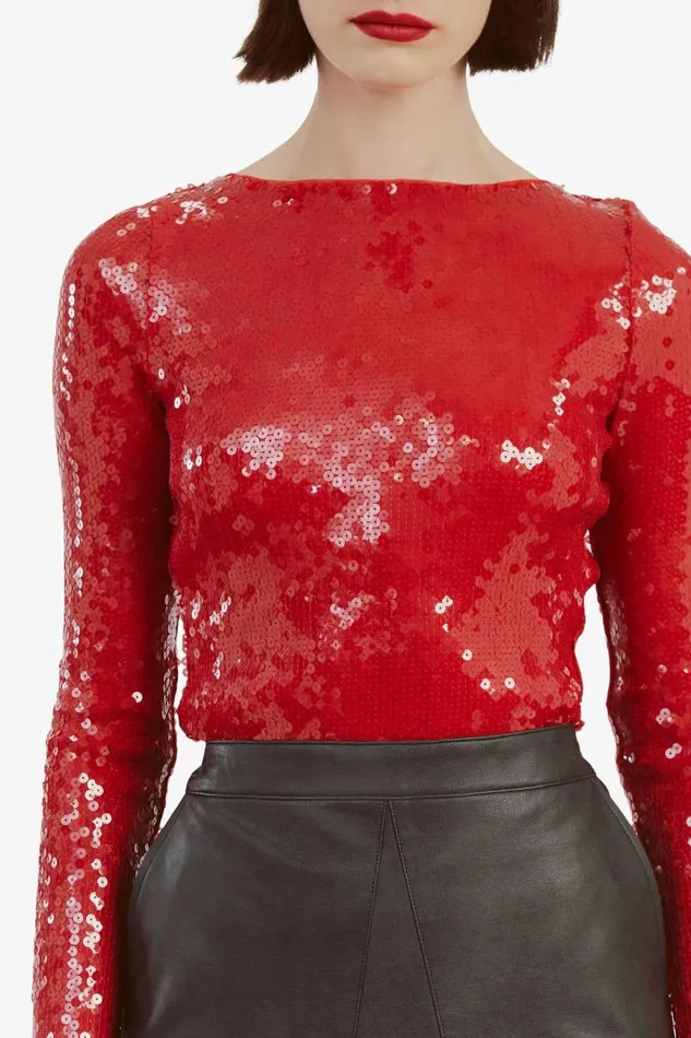 Women Bodysuits Bardot Brenna Sequin Bodysuit In Deep Red Deep Red Women Bodysuits Bardot Brenna Sequin Bodysuit In Deep Red Deep Red