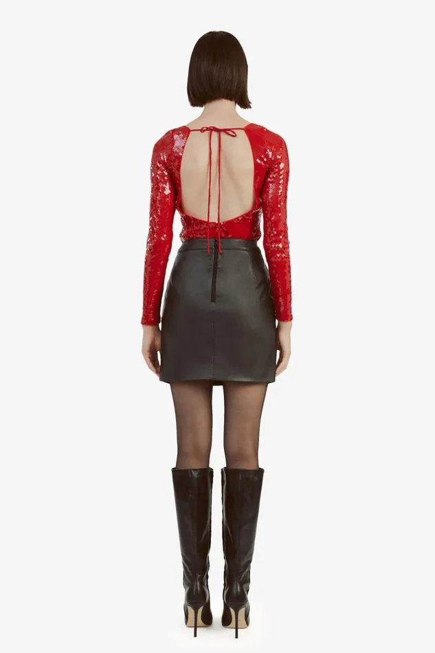 Women Bodysuits Bardot Brenna Sequin Bodysuit In Deep Red Deep Red Women Bodysuits Bardot Brenna Sequin Bodysuit In Deep Red Deep Red