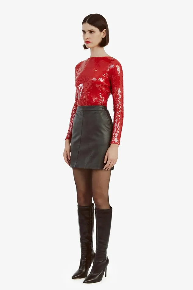 Women Bodysuits Bardot Brenna Sequin Bodysuit In Deep Red Deep Red Women Bodysuits Bardot Brenna Sequin Bodysuit In Deep Red Deep Red