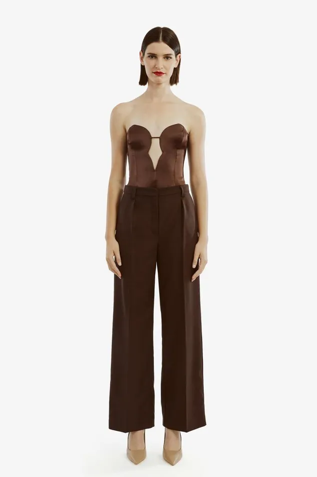 Women Bodysuits Bardot Eleni Satin Bodysuit In Chocolate Chocolate Women Bodysuits Bardot Eleni Satin Bodysuit In Chocolate Chocolate