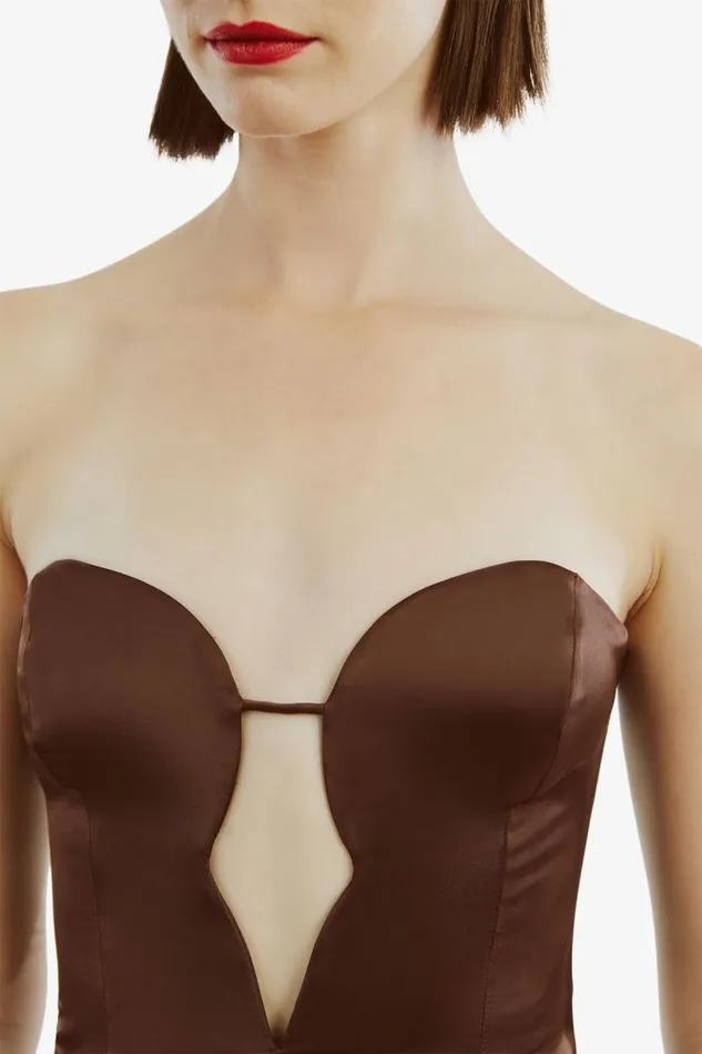 Women Bodysuits Bardot Eleni Satin Bodysuit In Chocolate Chocolate Women Bodysuits Bardot Eleni Satin Bodysuit In Chocolate Chocolate