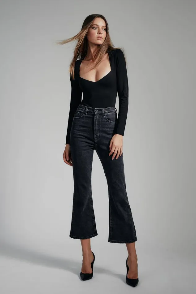 Women Bodysuits Bardot Kameron Knit Bodysuit In Black Black