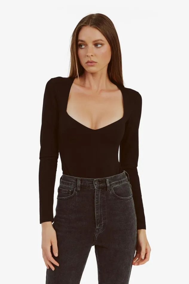 Women Bodysuits Bardot Kameron Knit Bodysuit In Black Black