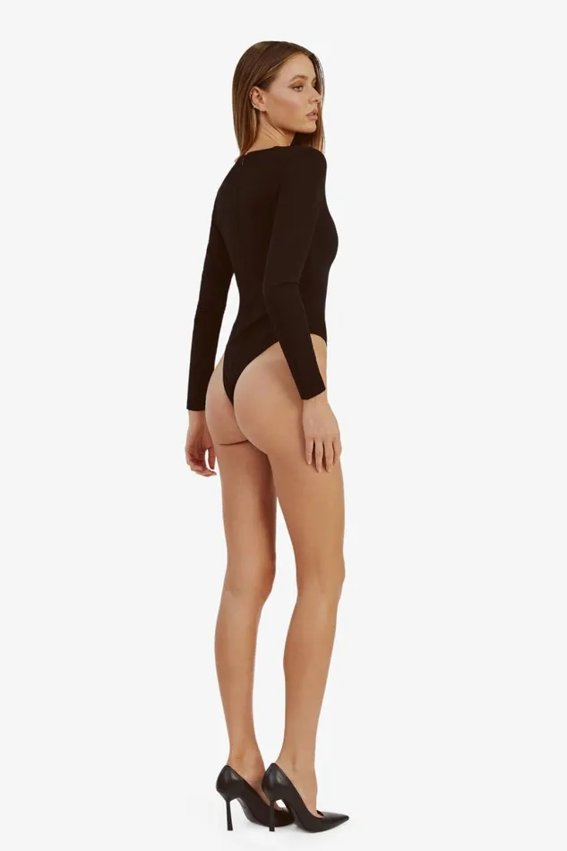 Women Bodysuits Bardot Kameron Knit Bodysuit In Black Black