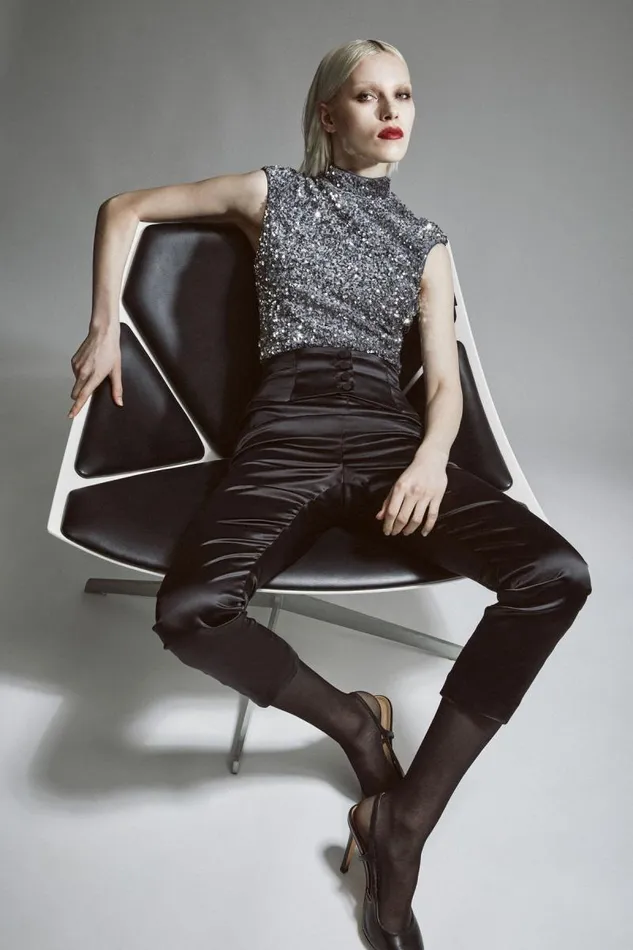 Women Bodysuits Bardot Kelso Velvet Sequin Bodysuit In Silver Silver