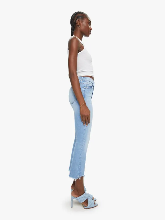 Women Bootcut Mother Denim The Insider Crop Step Fray Medium Blue