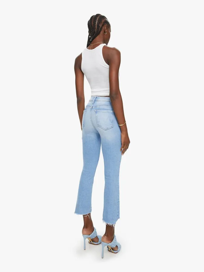 Women Bootcut Mother Denim The Insider Crop Step Fray Medium Blue