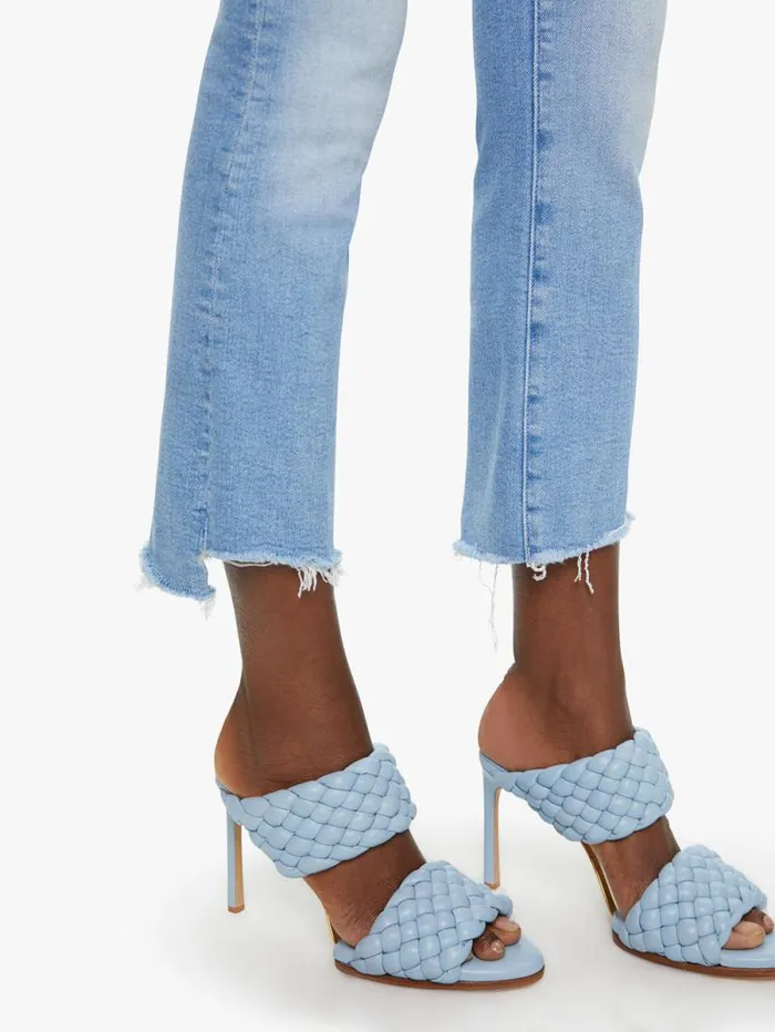 Women Bootcut Mother Denim The Insider Crop Step Fray Medium Blue