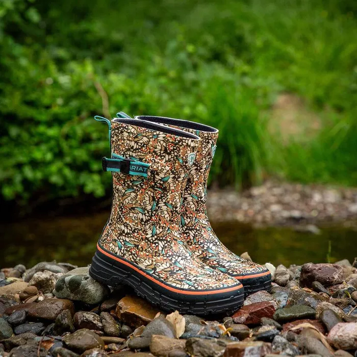 Women Booties Ariat Kelmarsh Mid Rubber Boot Butterfly