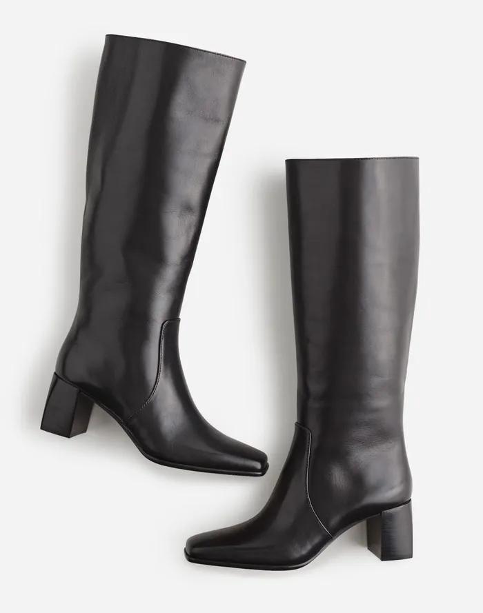Women Boots Madewell The Zane KneeHigh Boot In Leather True Black