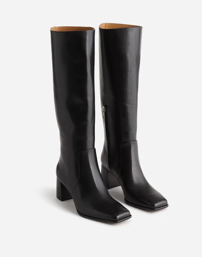 Women Boots Madewell The Zane KneeHigh Boot In Leather True Black