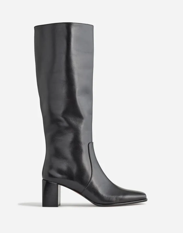 Women Boots Madewell The Zane KneeHigh Boot In Leather True Black