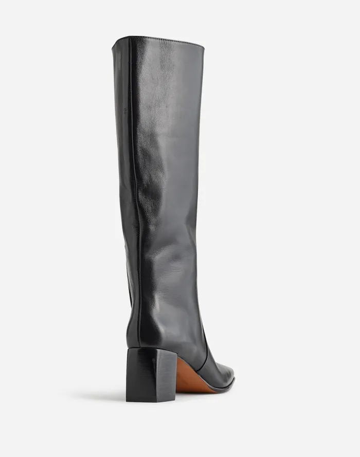 Women Boots Madewell The Zane KneeHigh Boot In Leather True Black