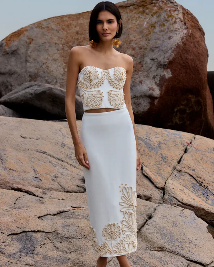 Women Bottoms PatBO DUNE KNIT SKIRT Off White