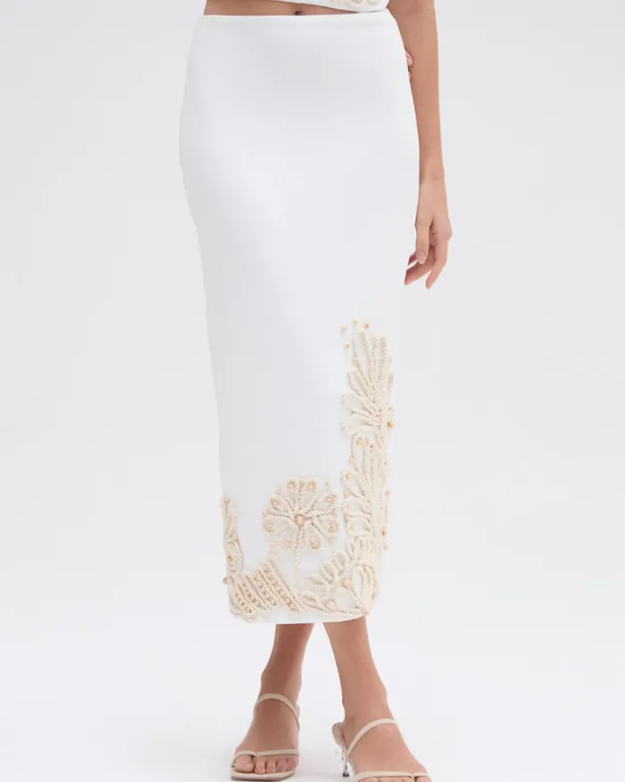 Women Bottoms PatBO DUNE KNIT SKIRT Off White